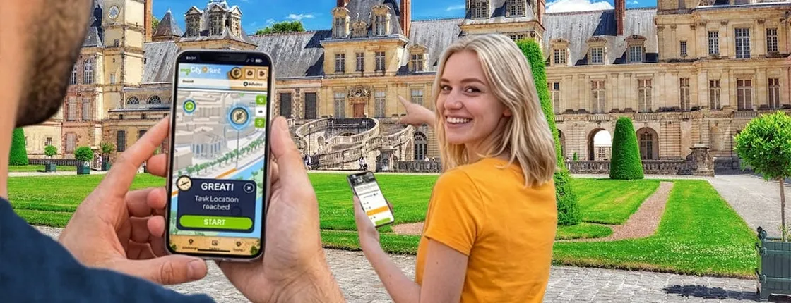 Self-guided digital scavenger hunt in Fontainebleau