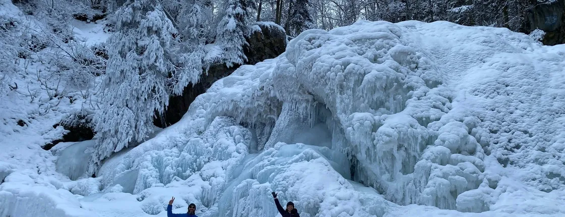 Barbara Falls winter waterfall fun