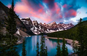 Moraine Lake Sunrise and Lake Louise from Canmore-Banff