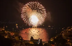 Mid-August in Positano by boat with fireworks show